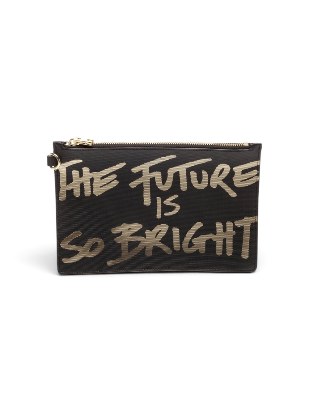 India Hicks Black Wristlet with Gold Script 'The Future Is So Bright'